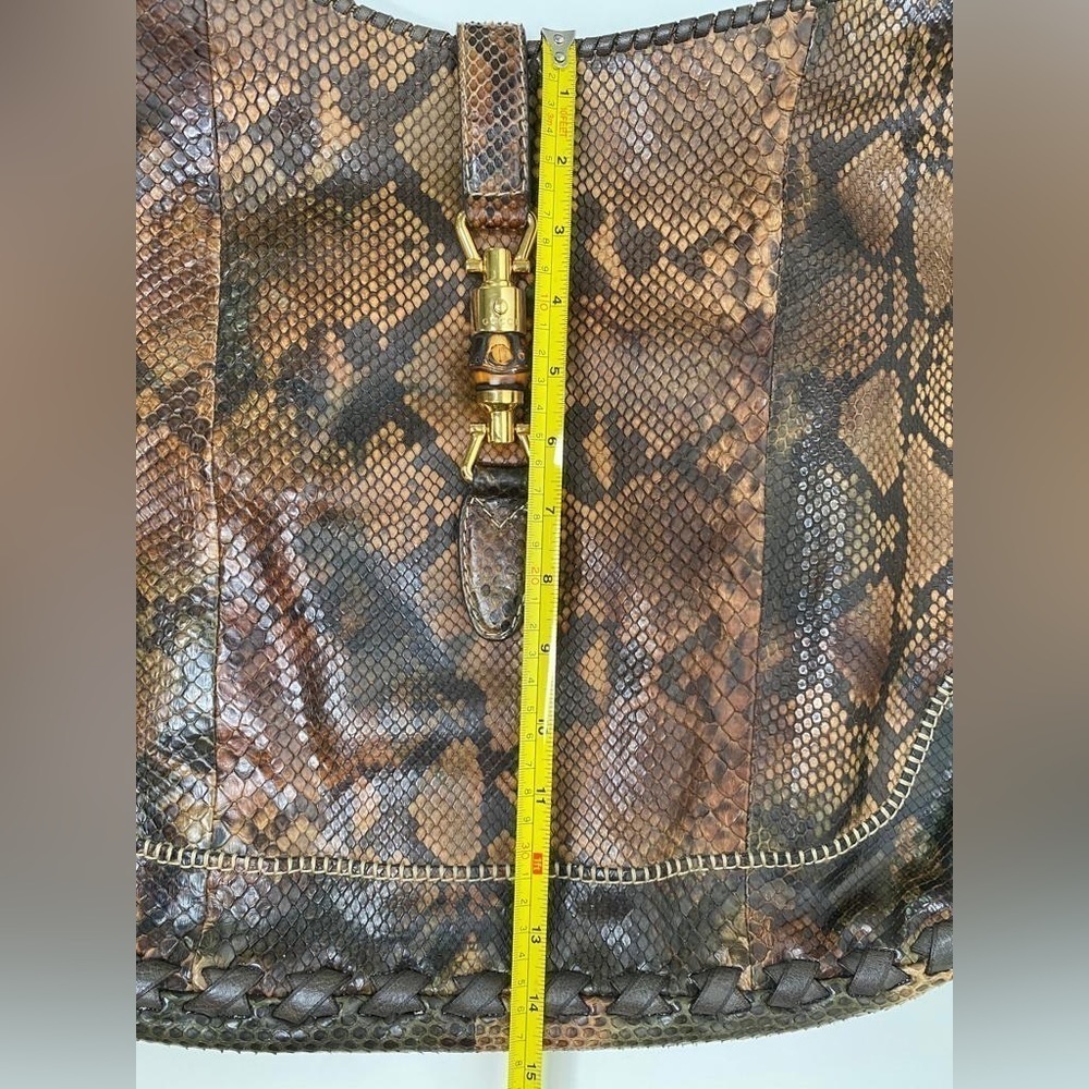 Gucci Brown & Black Python-Effect Hobo Shoulder Bag with Tassel Accent - Picture 9 of 10